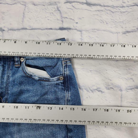 American Eagle WOMENS SIZE 00 Stretch Distressed Mom Jeans Blue - Picture 6 of 13